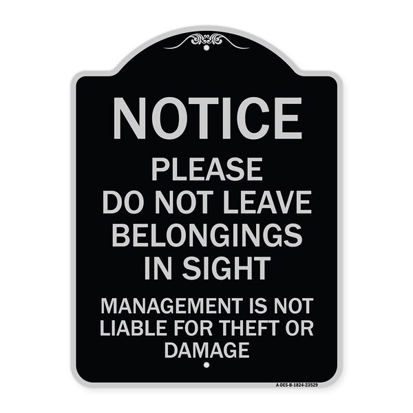 Signmission Do Not Leave Belongings in Sight Management Is Not Liable for Theft or Damage, A-DES-BG-1824-23529 A-DES-BG-1824-23529 - main
